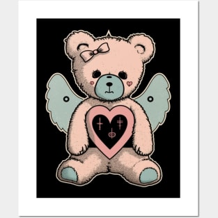 Gothic Sad Bear Creepy Spooky Kawaii Bear Posters and Art